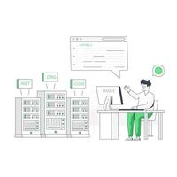 guarda questa illustrazione piatta di web hosting vettore