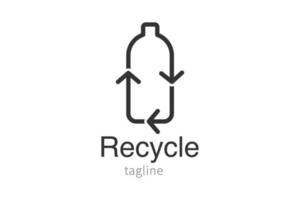 riciclare il design grafico dell'icona del logo della bottiglia organica vettore