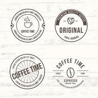 insieme di vettore dell'etichetta del caffè, illustrazione di disegno del distintivo di logo differente.