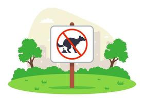 divieto di portare a spasso i cani sul prato. divieto di cacca di cane. illustrazione vettoriale piatta.