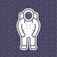 icona astronauta, stile piatto, adesivo tuta spaziale vettore