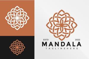 modello impressionante dell'illustrazione di vettore di progettazione di logo del fiore della mandala
