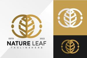 modello astratto dell'illustrazione di vettore di progettazione di logo della foglia della natura