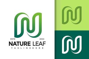 lettera n natura foglia azienda logo design modello vettoriale