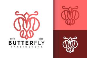 modello di vettore di progettazione di logo di farfalla rosa