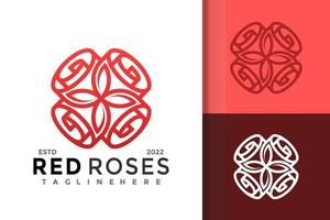 modello vettoriale di progettazione del logo della linea di rose rosse