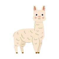 illustrazione del fumetto di lama. illustrazione vettoriale di alpaca isolata su sfondo bianco. per bambini, bambini designe in stile piatto alla moda