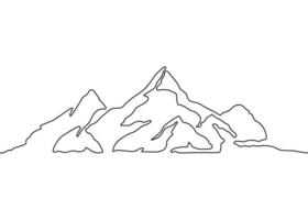 paesaggio di montagna, un disegno artistico a linea continua. catena di montagna, collina, natura in un contorno semplice. illustrazione vettoriale