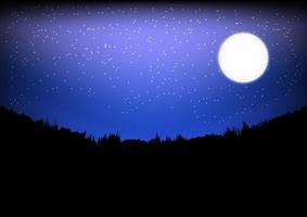 luna sul cielo con la montagna di notte disegno grafico illustrazione vettoriale