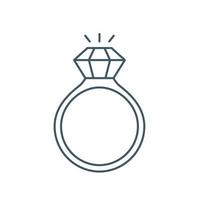 icona del diamante dell'anello. tratto modificabile della fede nuziale. vettore