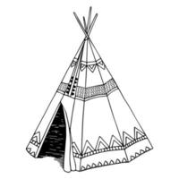 Wigwam con disegno a mano isolato vettore ornamento