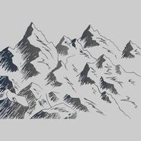 illustrazione isolata del vettore di montagna contorno terreno montuoso disegnato a mano