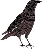 Raven folk con ornamento uccello mistico per halloween vettore isolato disegnato a mano