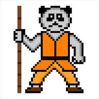 pixel art di panda guerriero. illustrazione vettoriale. vettore