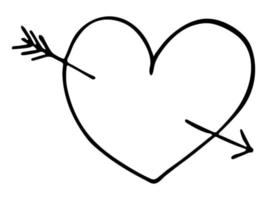 semplice illustrazione del cuore disegnato a mano. doodle del cuore di san valentino carino. clipart d'amore vettore