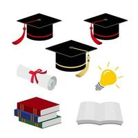 cappello di laurea vettoriale e libro sull'istruzione