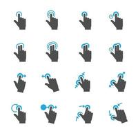 icone dei gesti tattili con sfondo bianco vettore