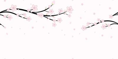 fiori e rami di ciliegio giapponesi senza cuciture motivo di sfondo, illustrazione vettoriale di fiori di sakura, sfondi e sfondi senza cuciture per tessuto, imballaggio, stampa decorativa, tessuto