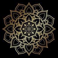 mandala design in stile floreale vintage con colore oro e nero vettore