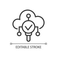 icona lineare perfetta pixel di monitoraggio meteo. tecnologia di archiviazione cloud. Internet delle cose. illustrazione al tratto sottile. simbolo di contorno. disegno di contorno vettoriale. tratto modificabile. carattere arial utilizzato vettore