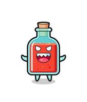 illustrazione del personaggio della mascotte della bottiglia di veleno quadrato malvagio vettore