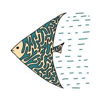 pesce decorativo stilizzato in stile piatto colorato moderno pesce semplice per il design subacqueo isolato su bianco illustrazione vettoriale