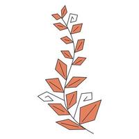 foglie stilizzate a rombo, foglia poligonale, ramo geometrico lineare della pianta elemento botanico decorativo illustrazione vettoriale isolato su bianco