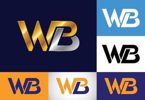 design del logo iniziale della lettera del monogramma wb. simbolo grafico dell'alfabeto per l'identità aziendale vettore