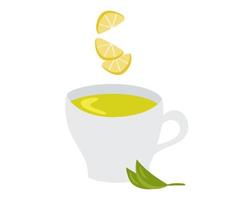 tazza di tisana verde al limone. illustrazione vettoriale di una bevanda salutare per il design o la decorazione.