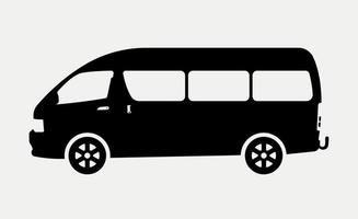 illustrazione della siluetta del veicolo di trasporto del minivan bus. vettore