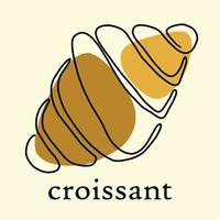 semplicità croissant pane a mano libera disegno a linea continua design piatto. vettore