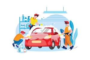 concetto di illustrazione del servizio di lavaggio auto. illustrazione piatta isolata su sfondo bianco