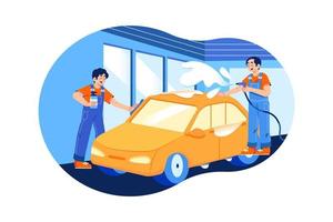 concetto di illustrazione del servizio di lavaggio auto. illustrazione piatta isolata su sfondo bianco vettore