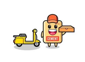 illustrazione del personaggio del sacco di cemento come fattorino della pizza vettore