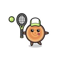 personaggio dei cartoni animati di venature del legno come tennista vettore