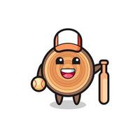 personaggio dei cartoni animati di venature del legno come giocatore di baseball vettore