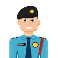 guardia di sicurezza in semplice vettore piatto. icona o simbolo del profilo personale. illustrazione vettoriale di concetto di persone.