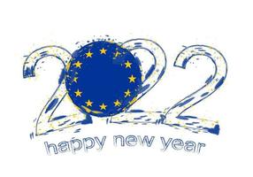 felice anno nuovo 2022 con la bandiera dell'unione europea. vettore