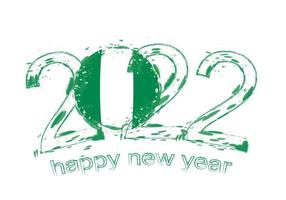 felice anno nuovo 2022 con la bandiera della nigeria. vettore