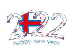 felice anno nuovo 2022 con la bandiera delle isole faroe. vettore