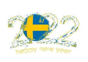 felice anno nuovo 2022 con la bandiera della svezia. vettore