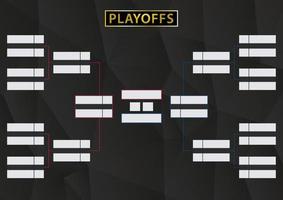 calendario playoff con due conference. staffa del torneo su sfondo nero. vettore