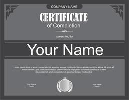 design del modello di certificato minimalista nero elegante vettore