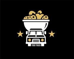logo del camion di cibo dalla parte anteriore vettore