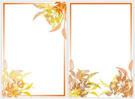 cornice floreale geometrica colore arancione, cornice a base di erbe vettore