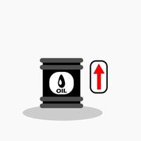 illustrazione vettoriale prezzo del petrolio in aumento design piatto barile di petrolio con freccia rossa buono per il tuo elemento di design, sfondo, simbolo.