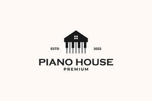 illustrazione del modello vettoriale del design del logo della casa del pianoforte piatto