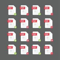 set di icone di file pdf, elemento di design vettoriale