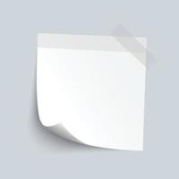 nota adesiva bianca vuota isolare su sfondo grigio, illustrazione vettoriale