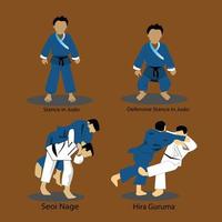 illustrazione di alcuni movimenti nel judo.movimento vettoriale nel judo.